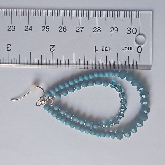 Boho Chic Double Teardrop Dangle Statement Earrings with Faceted Beads - Picture 4 of 4